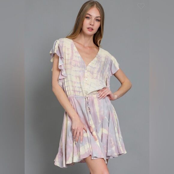 Aakaa Pink taupe flowy dress Large - Picture 1 of 9